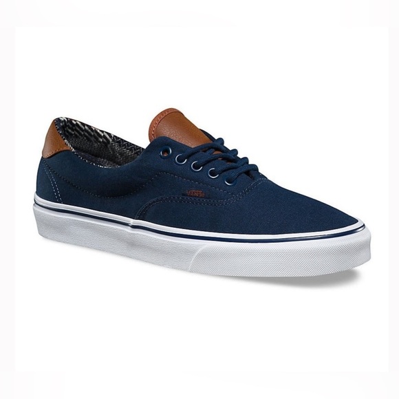EUC- Vans ‘Era 59’ Unisex Dress Blue Canvas & Leather Boat Shoe / Sneaker - Picture 1 of 7